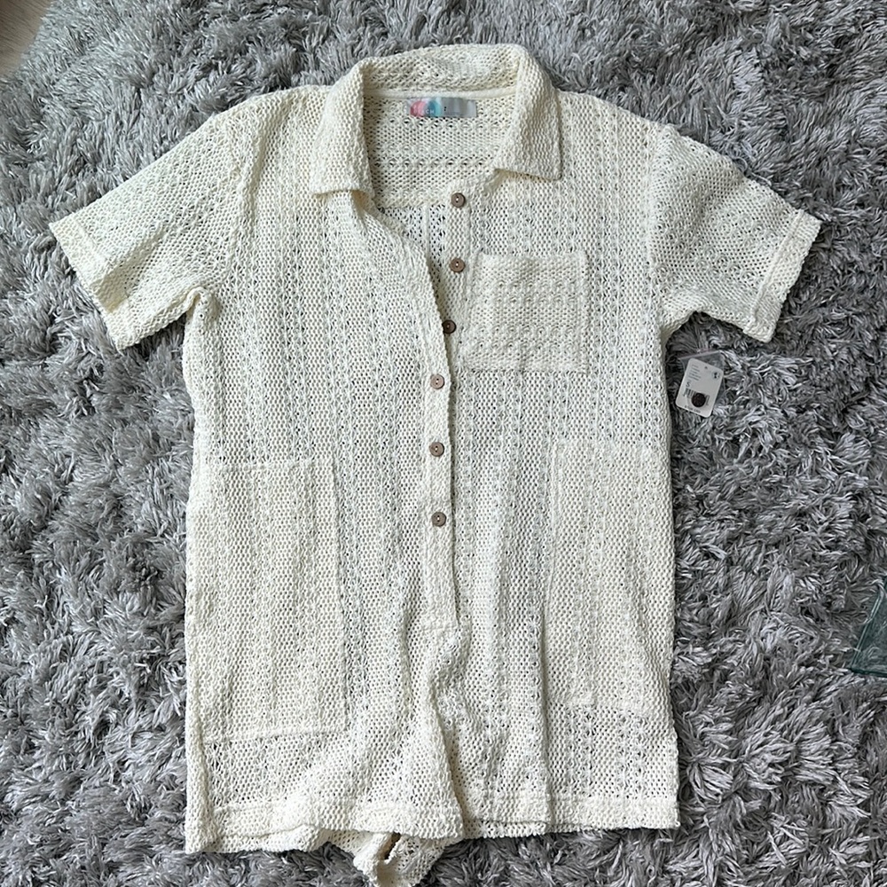Free People Cream Beach Romper